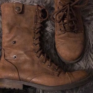 Brown Lace Up Combat Boots
